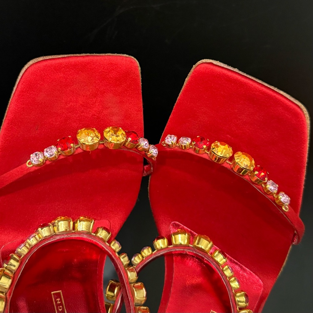 Giuseppe Zanotti Red Heels with Gold Accents - Picture 15 of 16